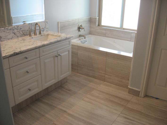 Silver Beige Vein Cut Limestone Bathroom